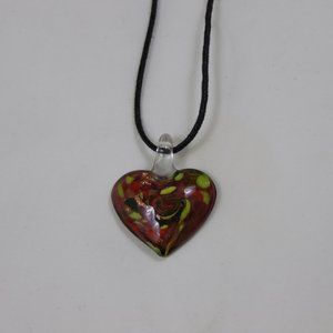 Watercolor Stainglass Heart Glass Necklace